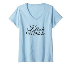Damen Kölsch Mädche (Klassik Schwarz) Köln T-Shirt mit V-Ausschnitt von TheShirtShops Köln T-Shirts und Geschenke