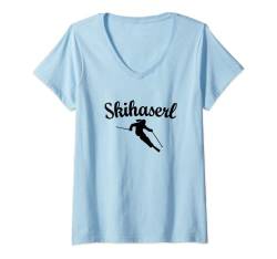 Damen Skihaserl Apres Ski Skihase T-Shirt mit V-Ausschnitt von TheShirtShops Wintersport T-Shirts und Geschenke