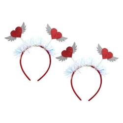 2 x Valentinstag-Stirnbänder mit Pailletten, Herzform, Haarbänder, Valentinstag-Haardekoration von Theaque