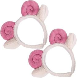 Croissant Stirnband für Damen, bezauberndes Schaf, Make-up-Haarband, Schaf, Verkleidungszubehör, Weihnachten, Tier-Stirnband, Schafohren, Stirnband, niedliche Requisiten (Rosa) von Theaque