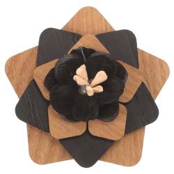 Hochzeits-Anstecknadel aus Holz, Blumen-Boutonniere, Anstecknadel, Anzug-Brosche, Dekoration, Metall von Theaque