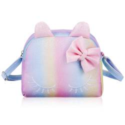 Katzen-Geldbörse, kleine Reißverschlusstasche, Münztasche, kleines Mädchen, Geldbörse, Crossbody-Tasche für Teenager, Mädchen, rose von Theaque