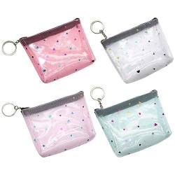 Leung 4pcs Kleine Geldbörsen Klar Münzbörse Kleine Brieftasche Reißverschluss Geldbörse Frauen Wechselgeldbörse, siehe abbildung, 12.5x10cm von Theaque