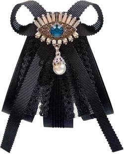 Schwarze Spitze Fliege Brosche für Mädchen Frauen Mode Jabot Kragen Brosche Pins Vorgebunden Hals Krawatte Hemd Corsage Krawatte, Spitze von Theaque