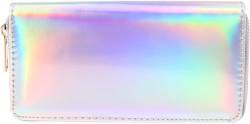 Theaque Holografischer Reißverschluss, lange Geldbörse, schillernder Regenbogen-Karten-Handyhalter, schlanke, lange Tasche für Damen, weiß, as shown, Klassisch von Theaque