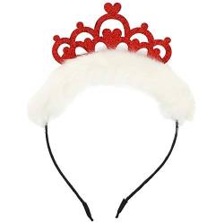 Theaque Krone Stirnband Glitzer Weihnachten Haarband Damen Mädchen Haarschmuck Kopfschmuck für Cosplay Weihnachtsdekoration Partyzubehör Geschenk (Rot) von Theaque