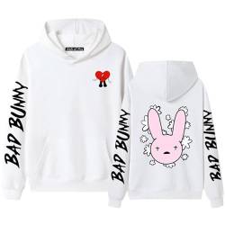 Thegis Bad Bunny Hoodie Bad Bunny Pullover Hip Hop Sweatshirt für Männer und Frauen,White-M von Thegis