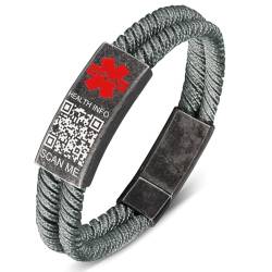 Theluckytag Verbessertes medizinisches Armband für Männer und Frauen mit QR-Code, medizinische Notfall-ID-Armbänder – Titan-Stahl-Armband passt Handgelenken von 20,3 - 25,4 cm – mehr Platz, von Theluckytag