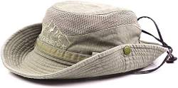 THENICE Unisex Baumwolle Sonnenhut Outdoor Bucket Mesh Boonie Hut Einheitsgröße S01-Khaki von Thenice