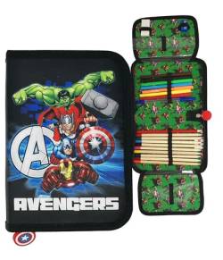 Theonoi Pferd Federmäppchen Federtasche Federmappe Mäppchen Etui 2 Fach Doppeldecker Schüleretui Stifteetui GEFÜLLT Geschenk für Mädchen (Avengers) von Theonoi