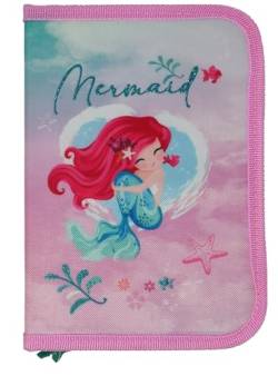 Theonoi Pferd Federmäppchen Federtasche Federmappe Mäppchen Etui 2 Fach Doppeldecker Schüleretui Stifteetui GEFÜLLT Geschenk für Mädchen (Mermaid Meerjungfrau) von Theonoi