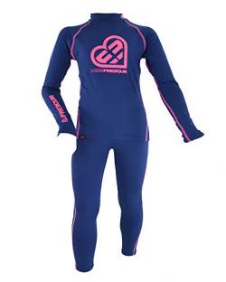 Thermo Freegun Thermounterwäsche Funktionsunterwäsche Jungen Skiunterwäsche Winter Atmungsaktiv Lange Unterwäsche Set Thermowäsche Unterhemd Unterhose Eishockey Sport Hockey (Dunkelblau/pink, 10/12) von Thermo