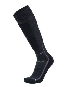Thermowave Discover lange Socken aus Merinowolle - Feuchtigkeitableitende Socken - Dehnbare warme Socken - Trekkingsocken lang Unisex - Winter Socken- Schwarz/Grau, L (44-47) von Thermowave