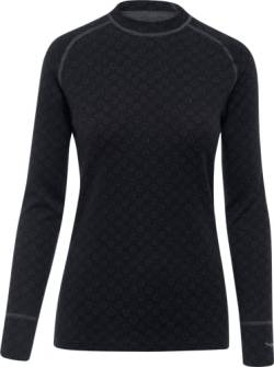 Thermowave Xtreme Merino Unterwäsche Damen - Thermounterwäsche Damen Shirt Langarm - Funktionsshirt Damen Optimaler Feuchtigkeitstransport 220 GSM Super Sanfte, Schwarz/Dunkelgrau Melange, L von Thermowave