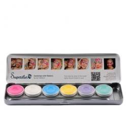 Kinderschminke Farb-Palette für Facepainting & Bodypainting | Hochwertige Gesichts- & Körperfarben | 6er Palette Pastellfarben von Thetru