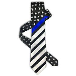 Thin Blue Line USA Dünne Krawatte mit amerikanischer Flagge, Schwarz / Blau / Weiß, Lange von Thin Blue Line USA