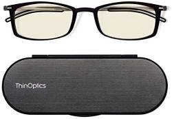 ThinOptics Computerlesebrille mit einer Stärke von 1,0 Schwarzer-Rahmen - Computerlesebrille mit Blaulichtblocker - Unisex Männer und Frauen Computerbrille von ThinOptics