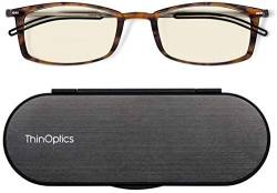 ThinOptics Computerlesebrille mit einer Stärke von 2,0 Schildkrötengestell-Rahmen - Computerlesebrille mit Blaulichtblocker - Unisex Männer und Frauen Computerbrille von ThinOptics