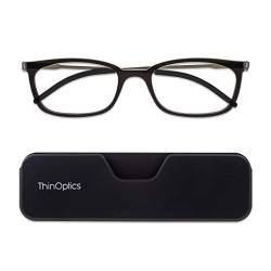 ThinOptics Connect Ultradünne Lesebrille Stärke +2.0 - Magnetisches Telefonetui - Schwarzer Gestelle - Unisex-Lesebrillen für Männer und Frauen von ThinOptics