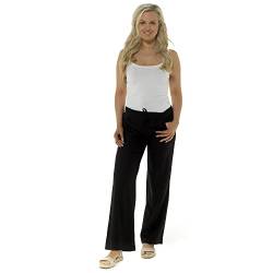 Thingimijigs Damen Klassische Leinenhose mit elastischem Bund und Taschen Casual Sommer Arbeitskleidung, Schwarz, 38 von Thingimijigs