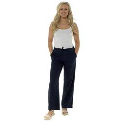 Thingimijigs Klassische Leinenhose für Damen mit elastischem Bund und Taschen, lässige Sommer-Arbeitskleidung, navy, 44 von Thingimijigs
