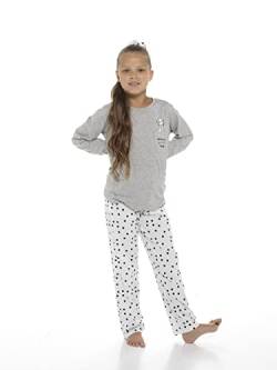 Thingimijigs Mädchen Schlafanzug mit Dalmatiner-Hunde-Aufdruck, Baumwoll-Mischgewebe mit passendem Haargummi-Set, grau, 11-12 Jahre von Thingimijigs