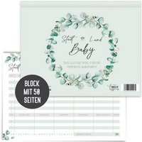 Things of Happiness Spiel, Stadt, Land, Fluss, Baby, Babyparty Spiel, Kultspiel für die Babyshower Party, Quizblock DIN A4 mit 50 Blatt von Things of Happiness