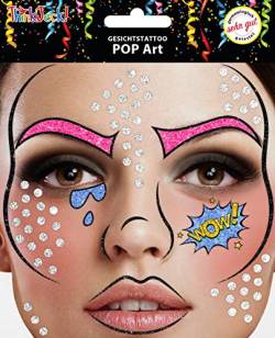 Gesichts Tattoo verschiedene Motive Face Sticker Karneval JGA Geburtstag Pop Art (Pop-Art) von Think Jeck!
