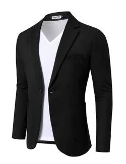 ThinkSTEM Herren Sakko Modern Blazer Slim Fit Sportlich Jackett Freizeit Anzugjacke EIN Knopf Schwarz XL von ThinkSTEM