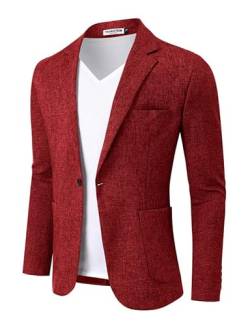 ThinkSTEM Herren Sakko Slim Fit Casual Jackett Sportlich Modern Freizeit Blazer Weinrot XL von ThinkSTEM