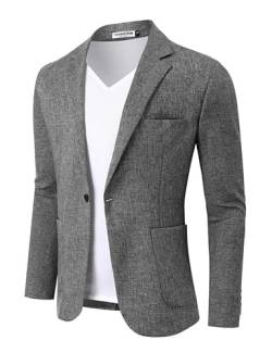 ThinkSTEM Herren Sakko Sportlich Slim Fit Männer Blazer Modern Freizeit Jackett Leichte Anzugjacke Grau XL von ThinkSTEM