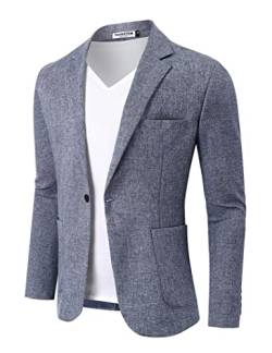 ThinkSTEM Sakko Herren Sportlich Slim Fit Anzugjacke EIN Knopf Modern Freizeit Blazer Blau XL von ThinkSTEM