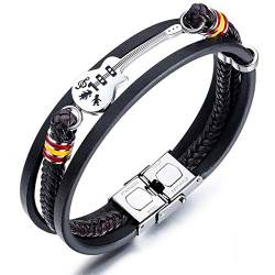 Herren Edelstahl Echtleder Armbänder für Herren Cool Spike Handgelenk Manschette Armbänder mit Verschluss (Gitarre) von Thintom