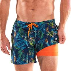 Third Wave Badehose mit Kompressionsfutter – Herren Premium 12,7 cm Schrittlänge, schnell trocknende Badeshorts für Strand und Schwimmen, Malibu, Large von Third Wave