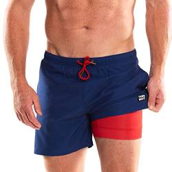 Third Wave Badehose mit Kompressionsfutter – Herren Premium 12,7 cm Schrittlänge schnell trocknende Badeshorts für Strand und Schwimmen, Marineblau, M von Third Wave