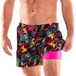 Third Wave Badehose mit Kompressionsfutter – Herren Premium 12,7 cm Schrittlänge schnell trocknende Badeshorts für Strand und Schwimmen, Paraside, L von Third Wave