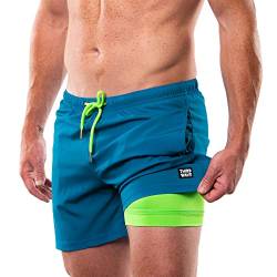 Third Wave Badehose mit Kompressionsfutter – Herren Premium 12,7 cm Schrittlänge schnell trocknende Badeshorts für Strand und Schwimmen, aquamarin, XXL von Third Wave