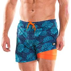 Third Wave Badehose mit Kompressionsfutter – Herren Premium 12,7 cm Schrittlänge schnell trocknende Badeshorts für Strand und Schwimmen, blue lagoon, M von Third Wave