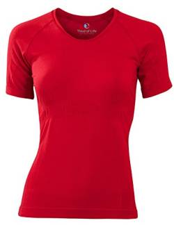 Bequemes Damen Schlaf-Shirt | Kurzarm Oberteil | Seamless – ohne störende Nähte | Sleepshirt AVIOR dreimal weicher als Baumwolle | Thermoregulierende und atmungsaktive Funktions-Nachtwäsche (ROT, XS) von Third of Life