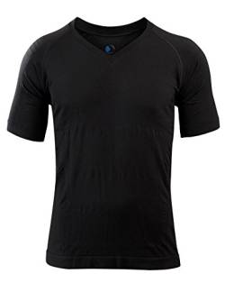 Sleepshirt AVIOR | Herren Schlaf-Shirt | Kurzarm Oberteil | Seamless – ohne störende Nähte | dreimal weicher als Baumwolle | Thermoregulierende und atmungsaktive Funktions-Nachtwäsche (Schwarz, L) von Third of Life