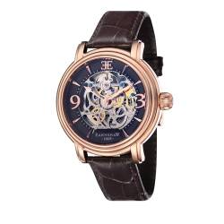 Thomas Earnshaw Herren 48mm Longcase Grande Skeleton Automatik Brandy Rose Gold Uhr with Open Heart Dial and Genuine Leather Strap ES-8011-07 von Thomas Earnshaw