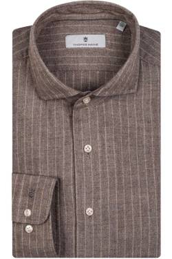 Thomas Maine Tailored Fit Flanellhemd braun, Gestreift von Thomas Maine