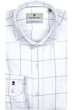 Thomas Maine Tailored Fit Flanellhemd weiss, Kariert von Thomas Maine