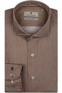Thomas Maine Tailored Fit Hemd braun, Einfarbig von Thomas Maine