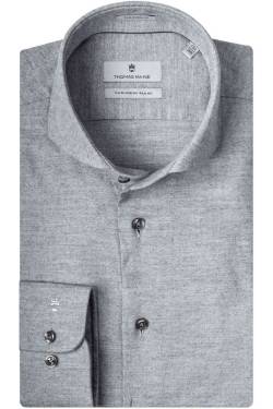 Thomas Maine Tailored Fit Hemd hellgrau, Einfarbig von Thomas Maine