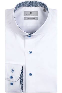 Thomas Maine Tailored Fit Hemd weiss, Einfarbig von Thomas Maine