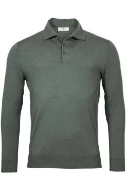 Thomas Maine Tailored Fit Longsleeve Poloshirt dunkelgrün, Einfarbig von Thomas Maine