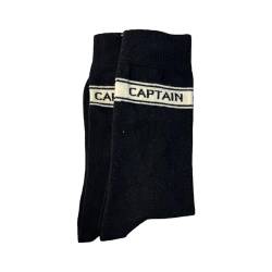 Kapitäns-Socken | Segelgeschenk | Geschenke für Bootsbesitzer | nautische Socken | Baumwollreich | Erwachsenengröße 39–46, Schwarz , 8 von Thorness