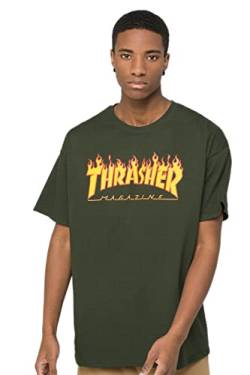 Thrasher T-Shirt Flame (Forest Green) L von Thrasher