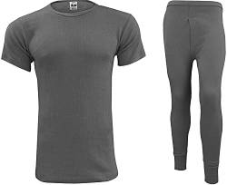 Herren Thermounterwäsche Set Base Layer - Kurzarm T-Shirt/Weste/Top und Lange Unterhosen für Männer Ultraweiche warme Unterwäsche Mann Bodywarmer Größe S-XXL, anthrazit, M von Thread Linens